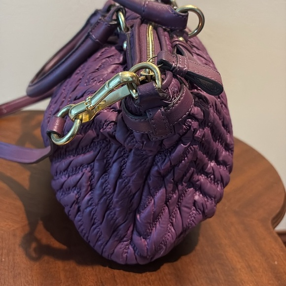 Coach Madison Sophia quilted Satchel shoulder bag dark purple excellent Cond - Picture 4 of 16